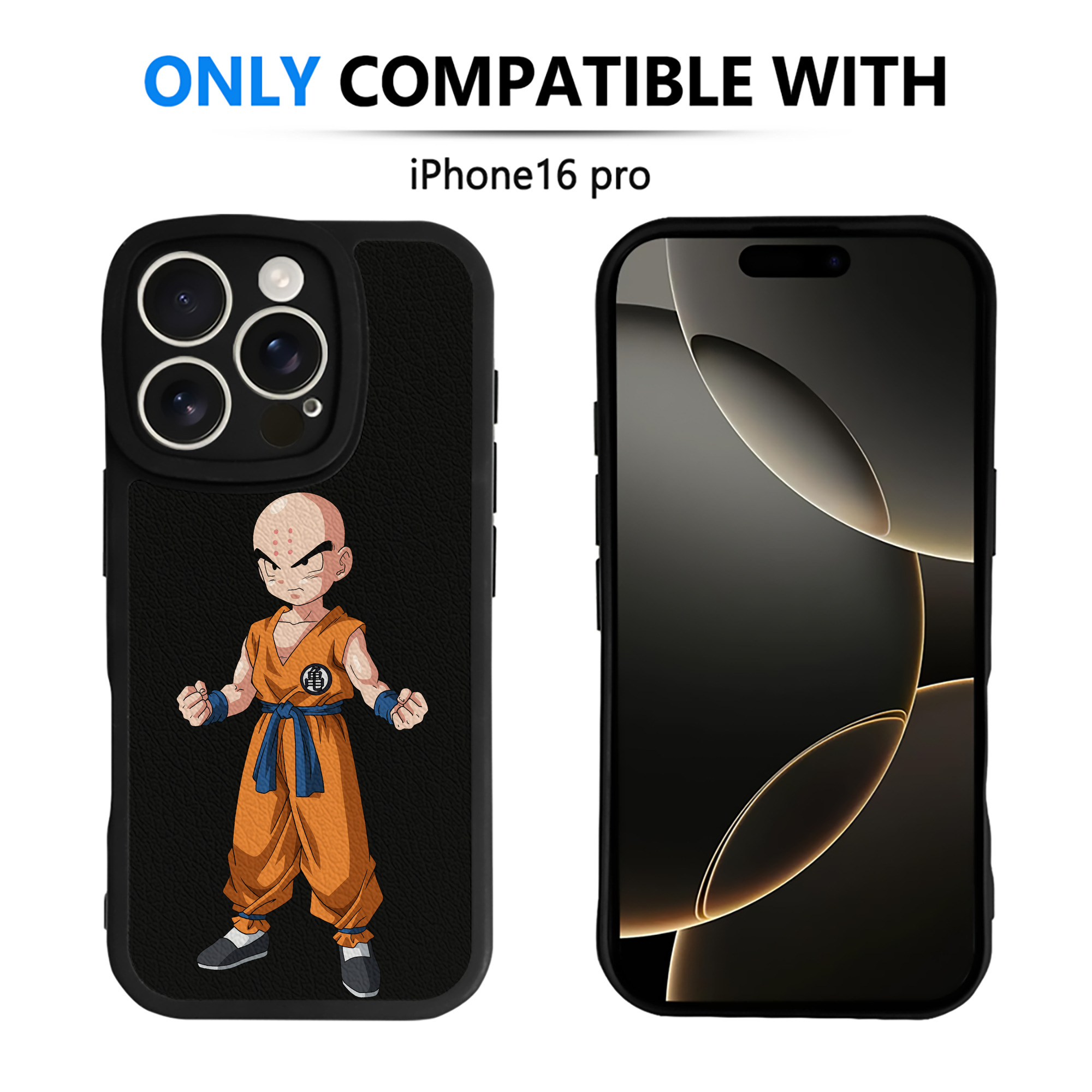 （画像用） ドラゴンボール クリリン DRAGON BALL krillin 【iPhone 16シリーズ対応】シリコンスマホケース（レザー調） 材質：シリコン